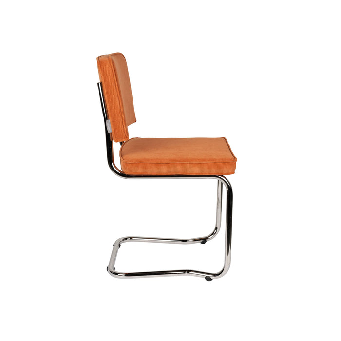 Zuiver Ridge Rib Kink Eetkamerstoelen Oranje - Set van 2