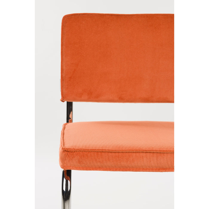 Zuiver Ridge Rib Kink Eetkamerstoelen Oranje - Set van 2