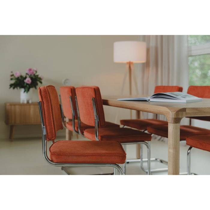 Zuiver Ridge Rib Eetkamerstoelen Oranje - Set van 2