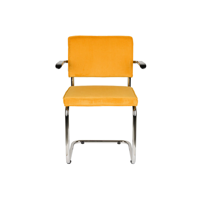 Zuiver Ridge Rib Eetkamerstoelen armleuning Geel - Set van 2