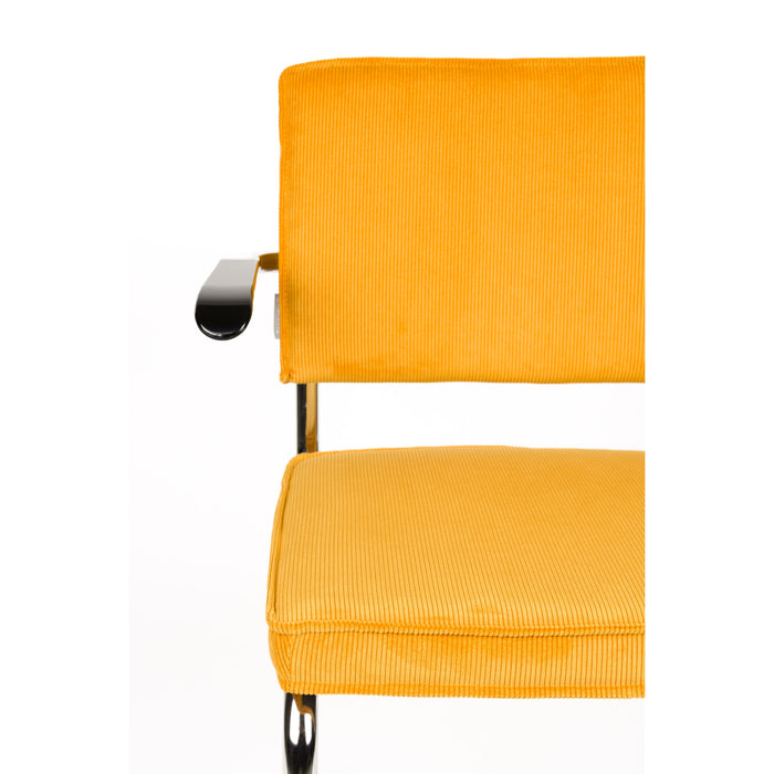 Zuiver Ridge Rib Eetkamerstoelen armleuning Geel - Set van 2