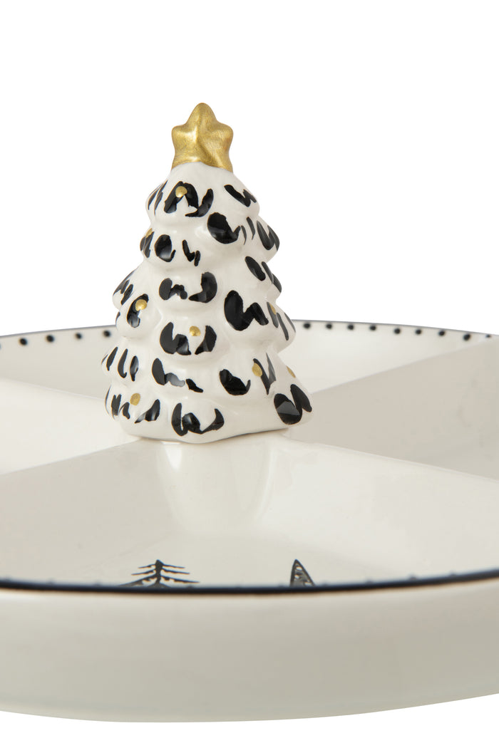 J-Line dienblad Dolomiet - keramiek - wit|zwart