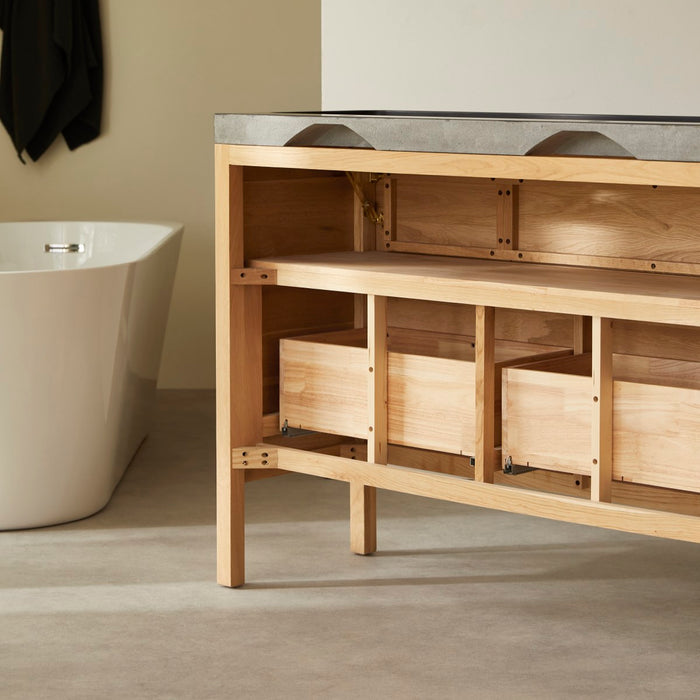 Tikamoon - Massief eikenhouten en lavastenen badkamermeubel 120 cm