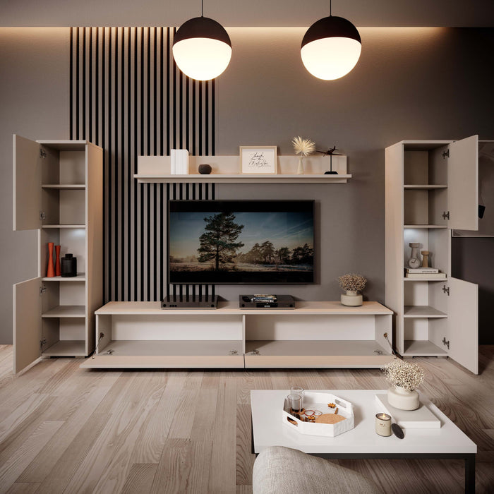 Meubella - Pure XL - Wandmeubel - Beige - 180x33x130 cm