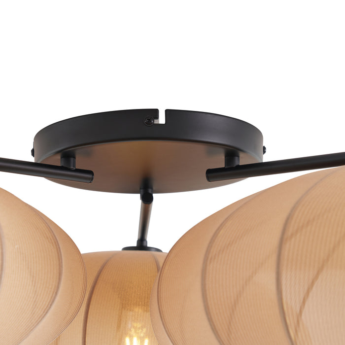 QAZQA Japandi plafondlamp bruin 3-lichts - Multi Bida