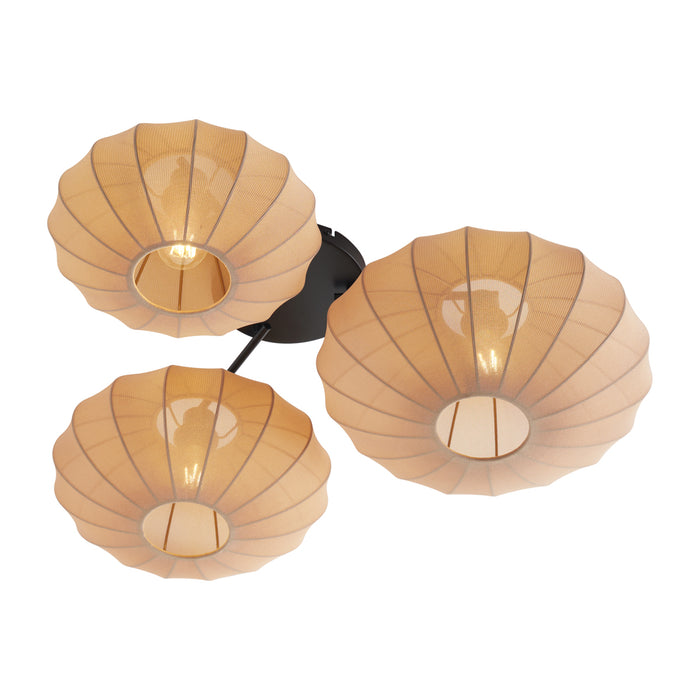 QAZQA Japandi plafondlamp bruin 3-lichts - Multi Bida