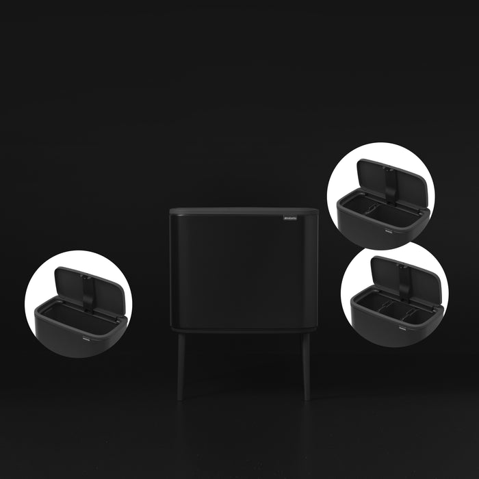 Brabantia Bo Touch Bin Afvalemmer 3 x 11 L - Zwart