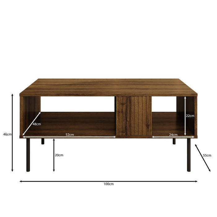 Meubella - Salontafel Tartagal - Donkerbruin eiken - 100 cm