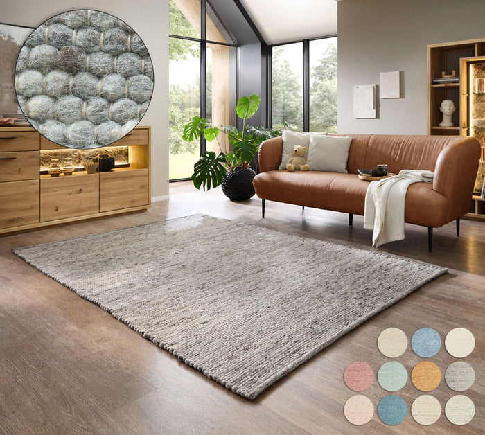 Theko Handgeweven wollen tapijt Alpen 190x250 cm - Bruin