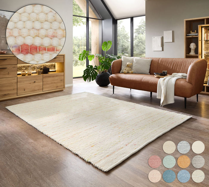 Theko Handgeweven wollen tapijt Alpen 190x250 cm - Multipastel