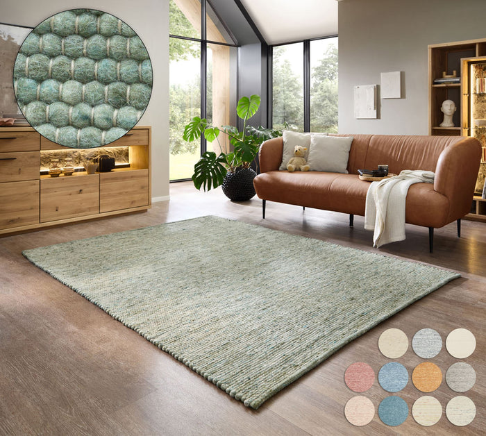 Theko Handgeweven wollen tapijt Alpen 70x140 cm - Groen