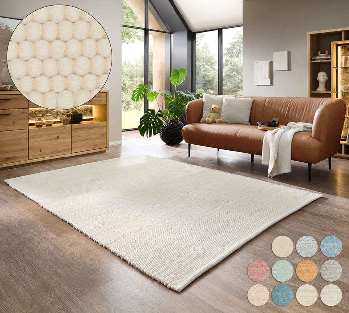 Theko Handgeweven wollen tapijt Alpen 190x290 cm - Natuurwit