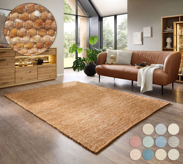 Theko Handgeweven wollen tapijt Alpen 190x250 cm - Terracotta