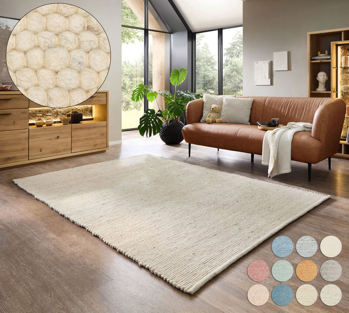 Theko Handgeweven wollen tapijt Alpen 40x60 cm - Natuurlijk