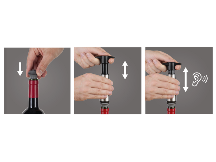 Vacu Vin Wijnpomp RVS (1 pomp, 2 doppen), doos