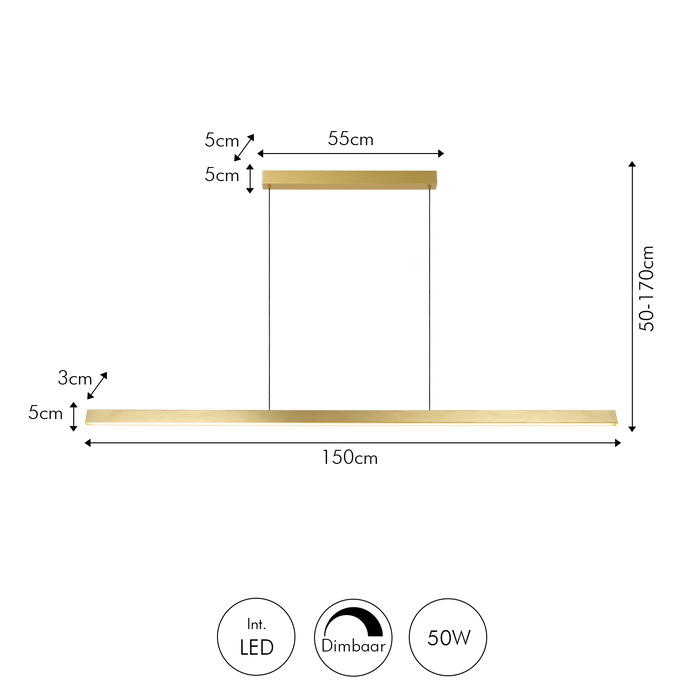 Atmooz Jasmin - Hanglamp - Balk - 150 x 200 cm - Brons - Metaal - LED