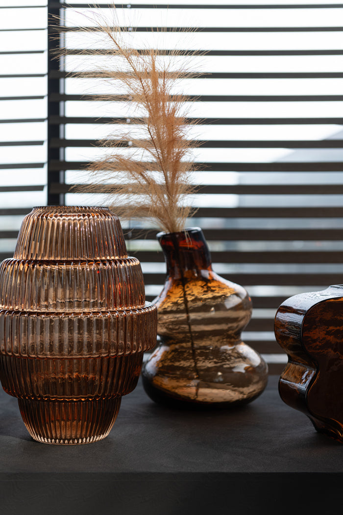 J-Line vaas Max - glas - bruin - large - 30 cm hoog