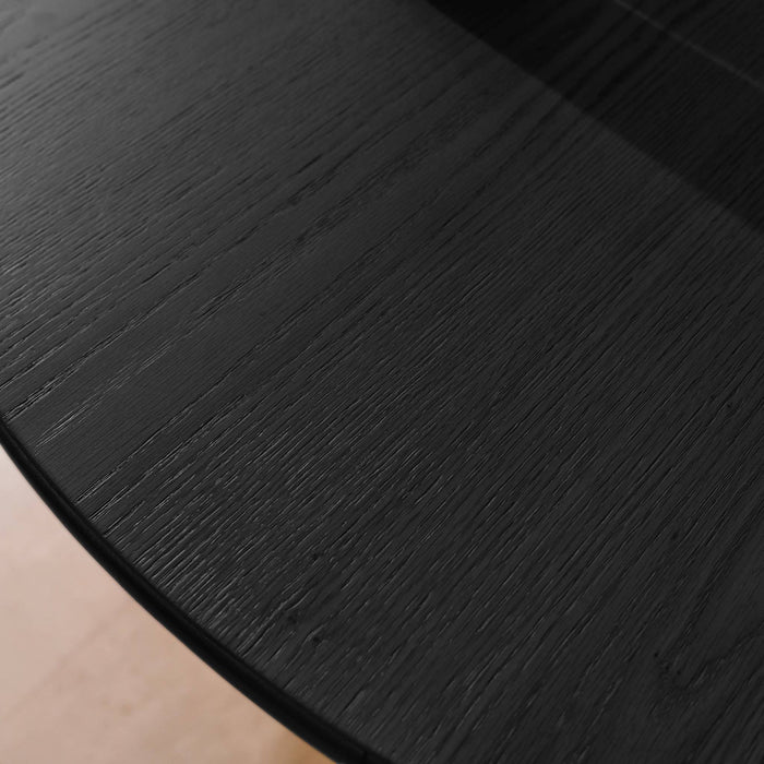 sweeek - Ronde eettafel van rubberhout en eikenfineer 4 plaatsen