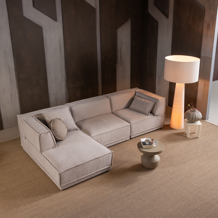 WOOOD Loft Vloerlamp XXL Ø70 CM - Metaal|Bouclé - Naturel - 160x70x70