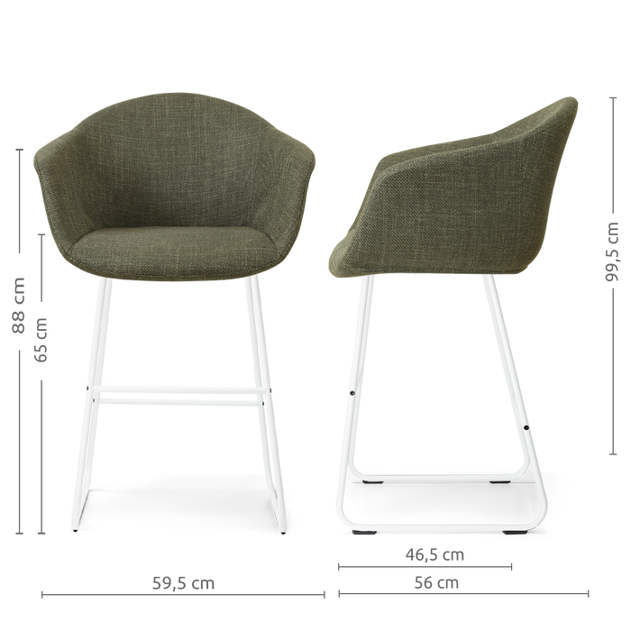 Nolon Nino-Otis Barkruk Forestgroen - Wit Onderstel - 65 Cm