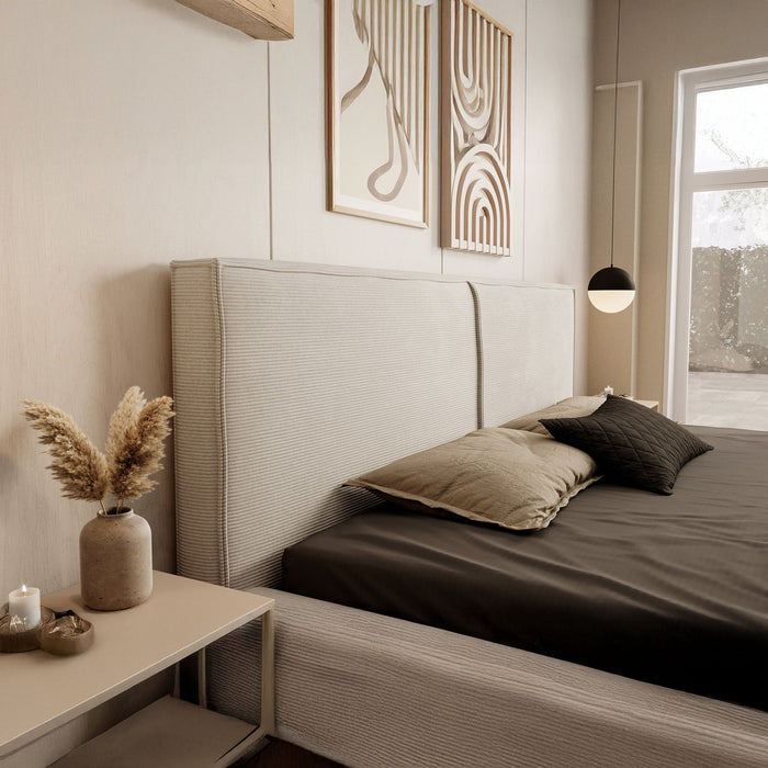 Meubella - Tweepersoonsbed Infinity - Beige ribstof - 180x200 cm