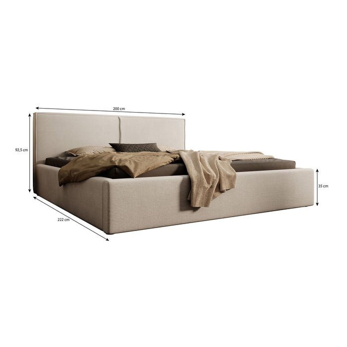 Meubella - Tweepersoonsbed Infinity - Beige ribstof - 180x200 cm
