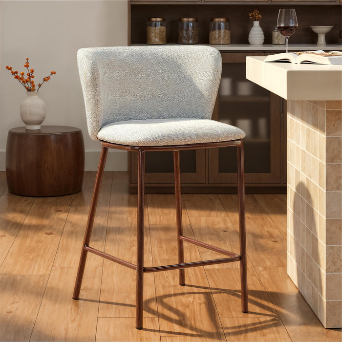 by fonQ Pebl Barkruk - Beige / Walnoot