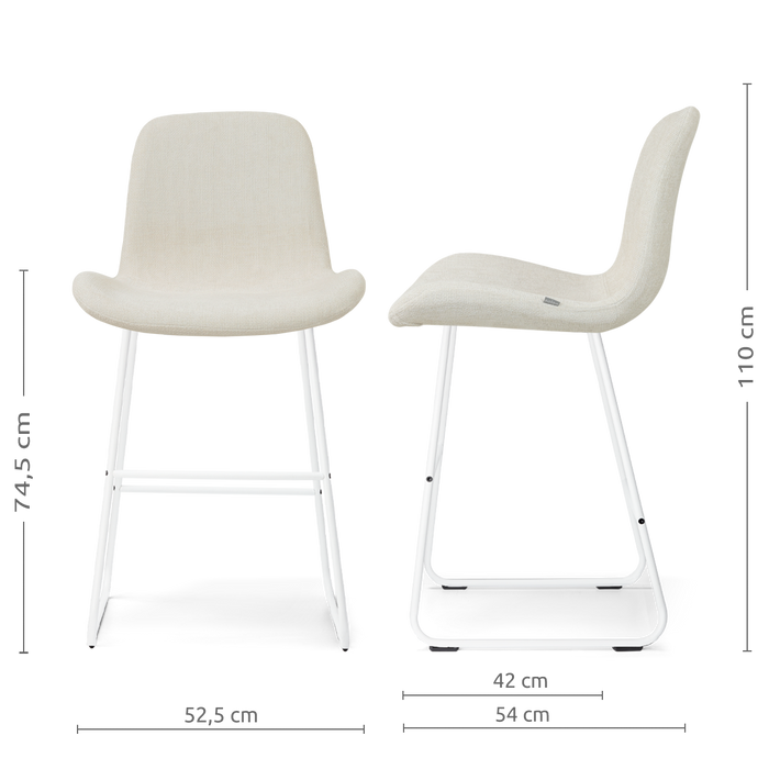 Nolon Nino-Fé Barkruk Cottonbeige - Wit Onderstel - 75 Cm