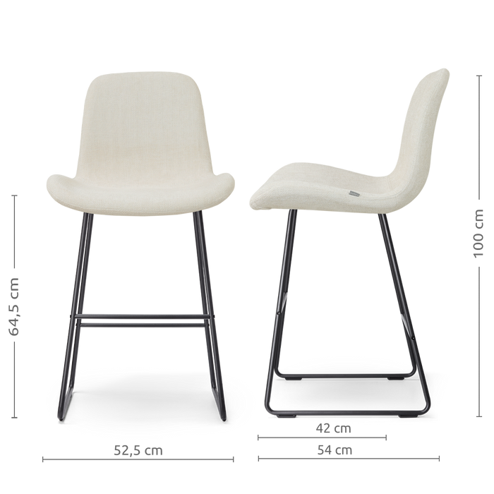 Nolon Nino-Fé Barkruk Cottonbeige - Zwart Onderstel - 65 Cm