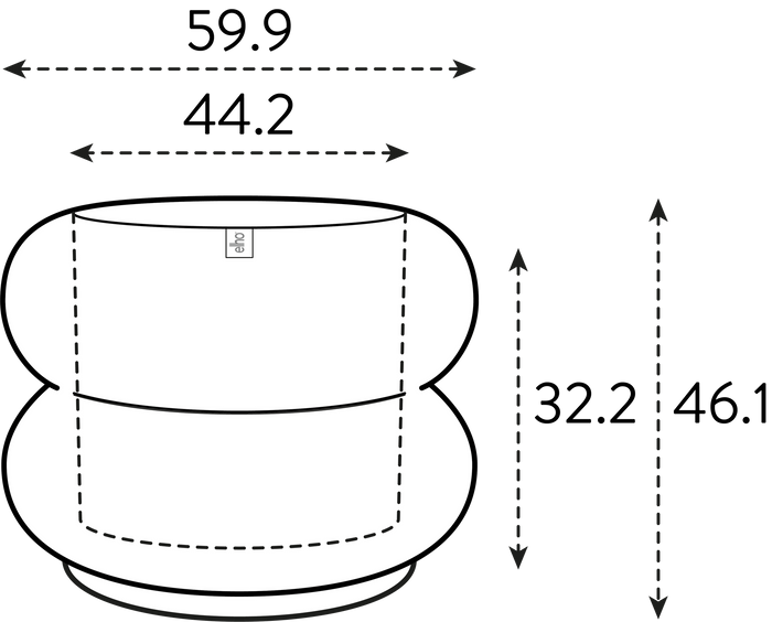 Elho Amber Roll Low 60 - Royal blue - Ø 60 x H 46 cm - Binnen en Buiten - 100% gerecycled kunststof
