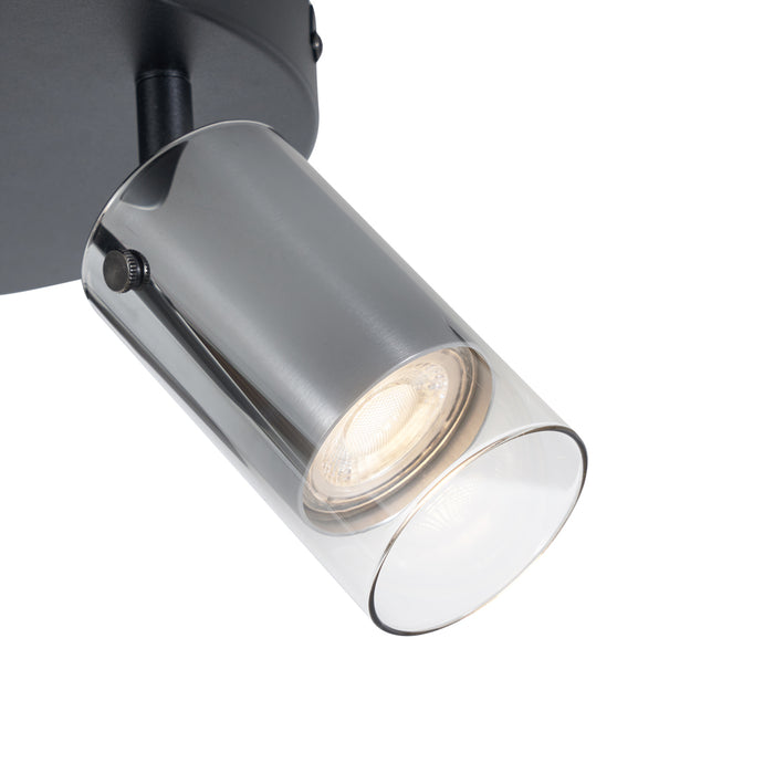 QAZQA Plafondspot gunmetal rond 3-lichts draai- en verstelbaar -