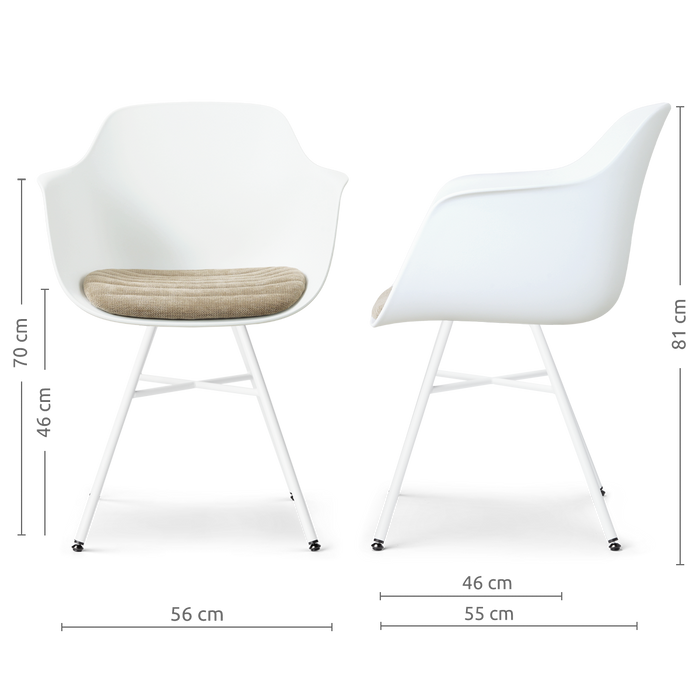 Nolon Noa-Liz Eetkamerstoel Wit met Nougatbruin Zitkussen Wit