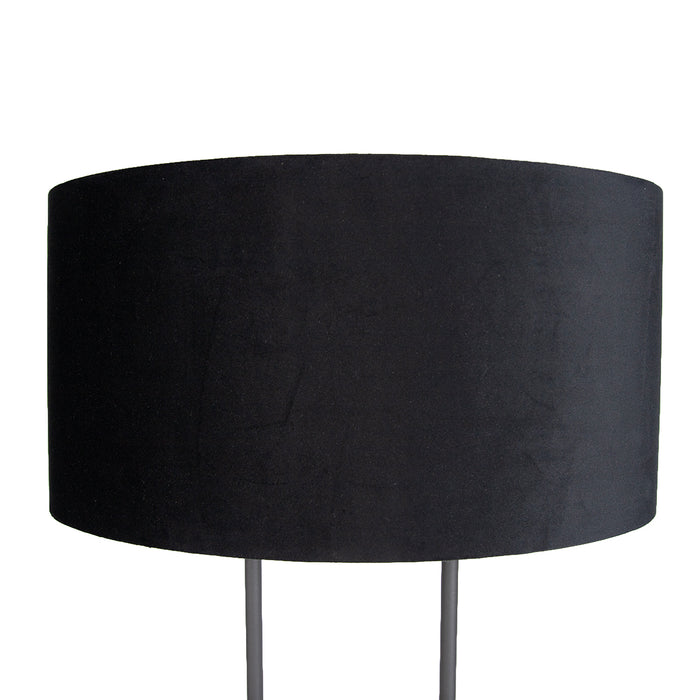 QAZQA Vloerlamp zwart met zwarte ovale kap 50cm - Thijmen