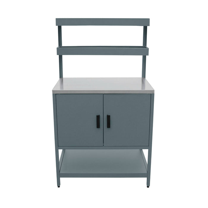 sweeek - Buitenkeuken met 2 deuren en 2 hangende planken staal L80cm