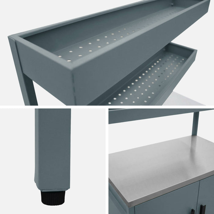 sweeek - Buitenkeuken met 2 deuren en 2 hangende planken staal L80cm