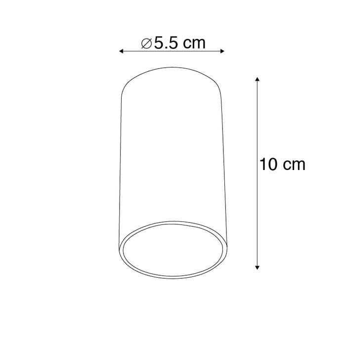 QAZQA Set van 4 moderne opbouwspots zwart 5,5cm GU10 50mm - Tuba