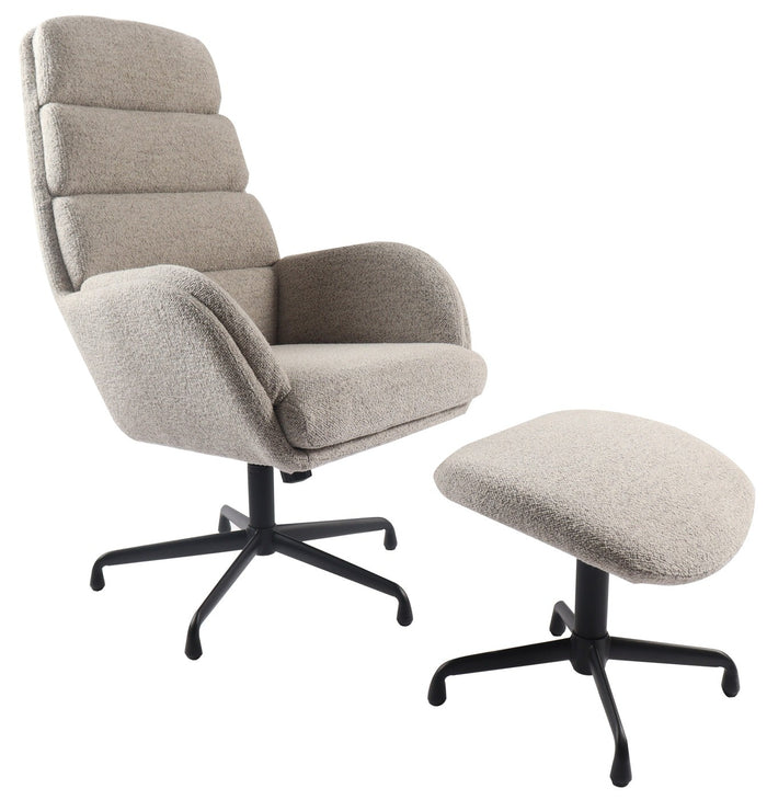 Hygge Interiors Sifton Taupe Bouclé Relaxfauteuil en Voetenbank Set