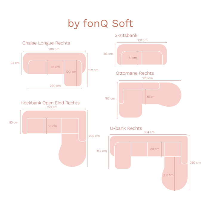 by fonQ Soft Hoekbank Rechts - Open Eind - Bouclé - Crème
