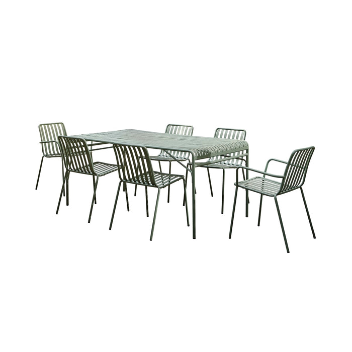 Tikamoon - Gaby - Tuinset in groen metaal voor 6 personen