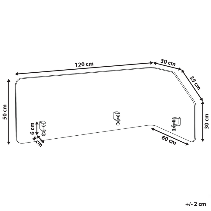 Beliani-FOLDY-Bureauscherm-Lichtgrijs-120 x 60 x 50 cm-Synthetisch