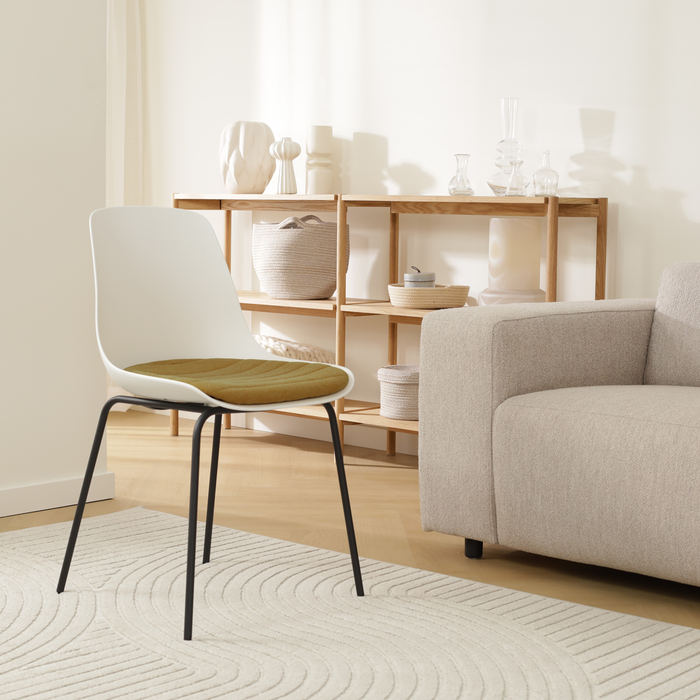 Nolon Nora-Liv eetkamerstoel wit met mosgroen zitkussen - zwart