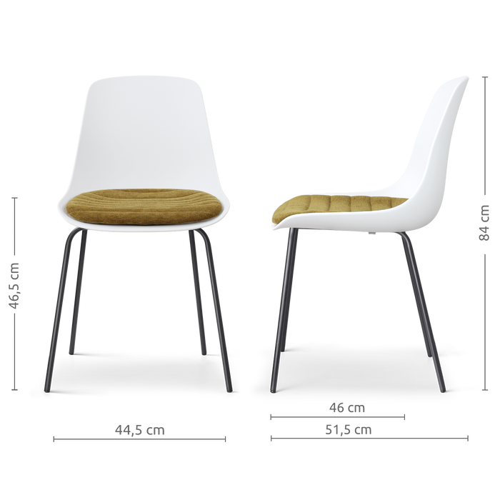 Nolon Nora-Liv eetkamerstoel wit met mosgroen zitkussen - zwart