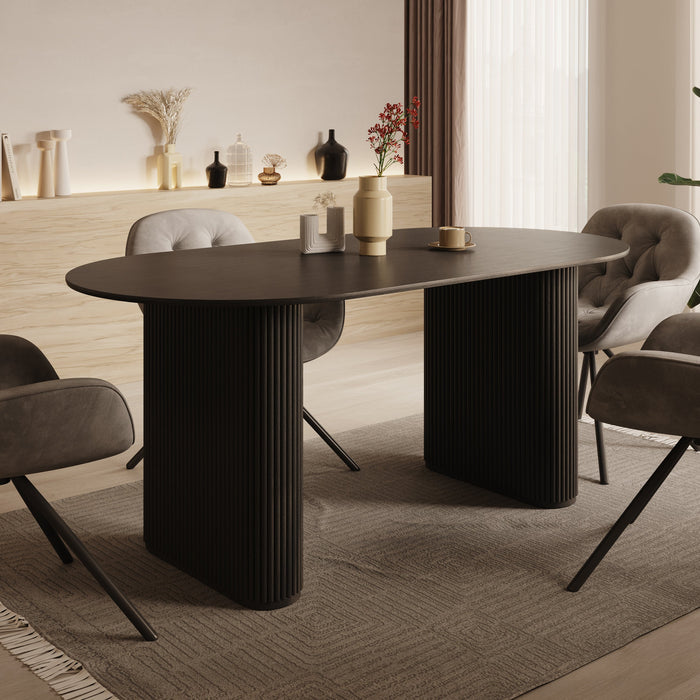 Meubella - Viento - Eetkamertafel - Zwart - 180x90x76 cm