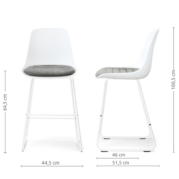 Nolon Nino-Liv barkruk wit met zeegrijs zitkussen - wit onderstel - 65