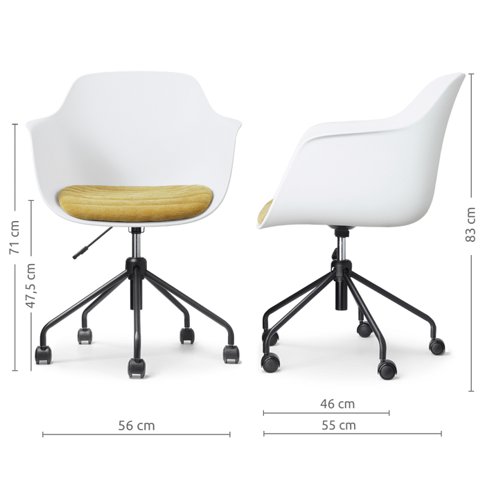 Nolon Nout-Liz eetkamerstoel wit met warm oker zitkussen - zwart