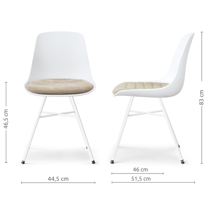 Nolon Noa-Liv eetkamerstoel wit met nougatbruin zitkussen - wit