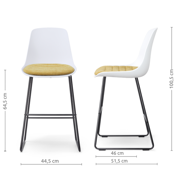 Nolon Nino-Liv barkruk wit met warm oker zitkussen - zwart onderstel -