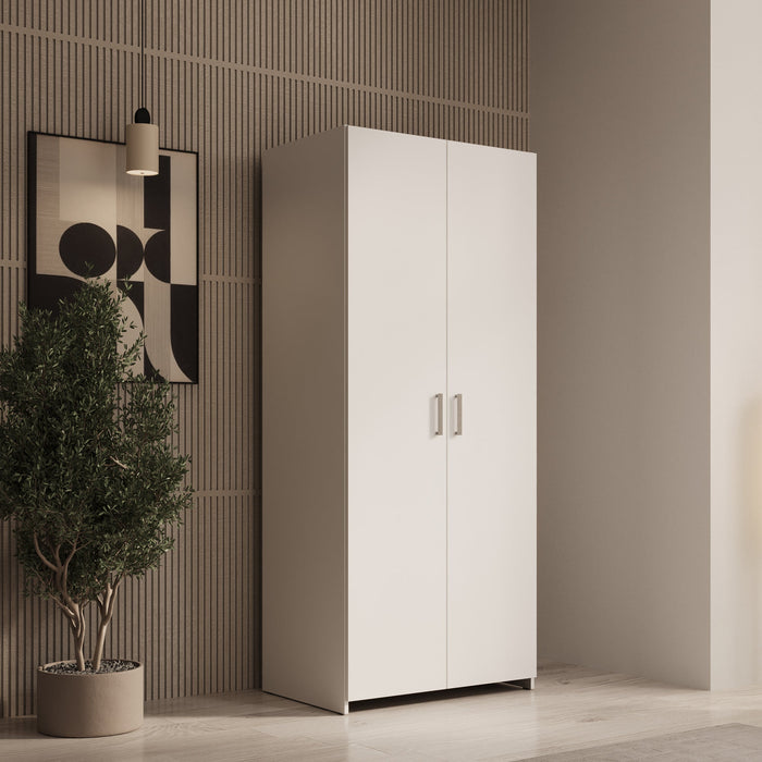 Meubella - Elario - Kledingkast 2 deurs - Wit - 80x54x191 cm