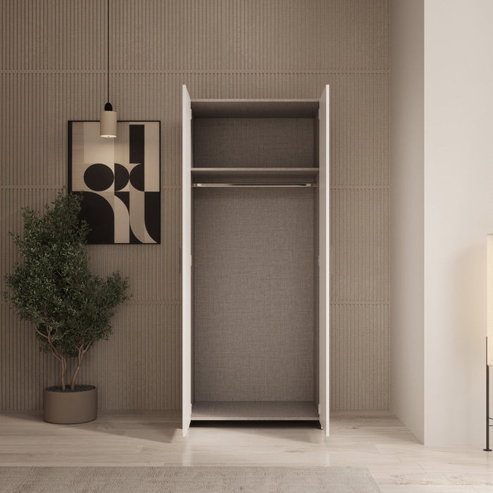 Meubella - Elario - Kledingkast 2 deurs - Wit - 80x54x191 cm