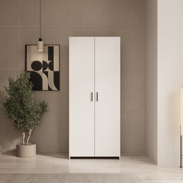 Meubella - Elario - Kledingkast 2 deurs - Wit - 80x54x191 cm